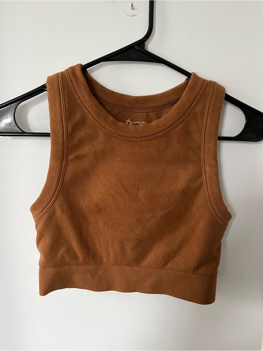 Aerie ribbed Rust Brown Cropped Tank medium